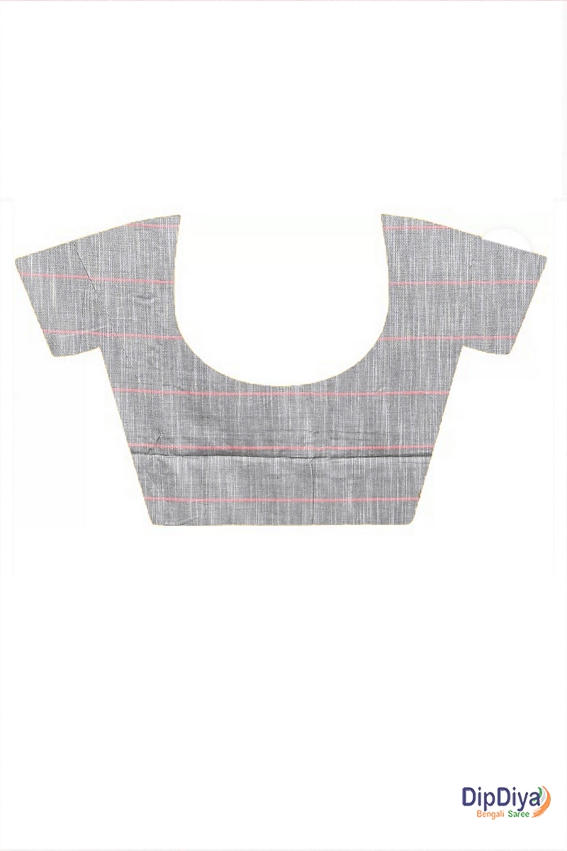 Grey Cotton Blended Parodhi Hand Loom Saree (486)